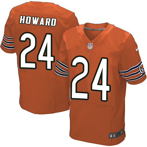 Men's Elite Jordan Howard Nike Jersey Orange Alternate - #24 NFL Chicago Bears